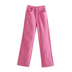 Women's high-waisted wide-cut jeans with wide leg, high waist and raw hem Fashion Glam
