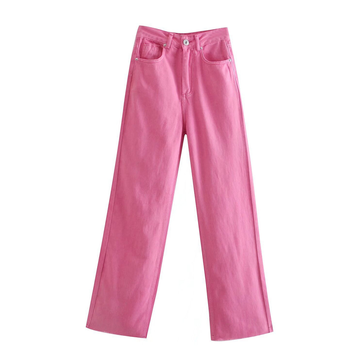 Women's high-waisted wide-cut jeans with wide leg, high waist and raw hem Fashion Glam