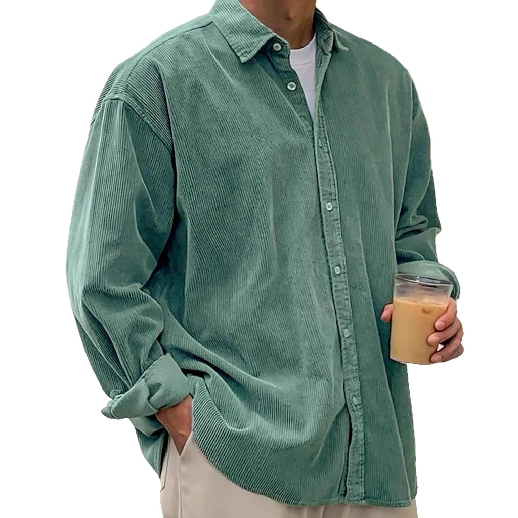 Men's casual cord shirt made of fine ribbed fabric with oversized fit Fashion Glam