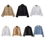 Women's embellished bouclé bomber jacket with sequins and rhinestones Fashion Glam