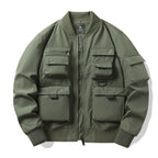Men's Multi-Pocket Tactical Bomber with Modular Exterior Pockets and D-Ring Details Fashion Glam