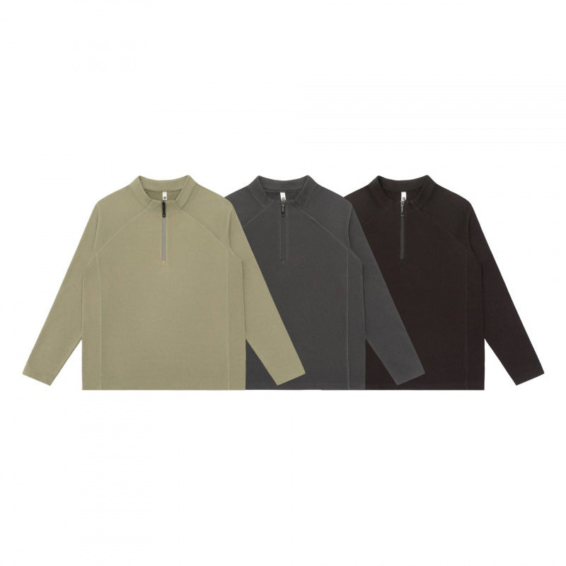 Unisex Lightweight Oversized Half-Zip Sweatshirt with Raglan Sleeves and Stand-Up Collar Fashion Glam