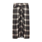 Women's midi skirt with check pattern and decorative front draping Fashion Glam
