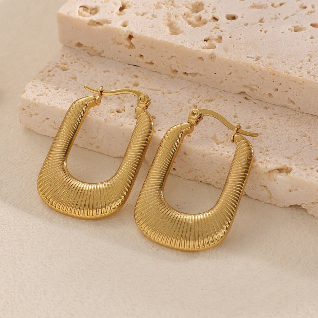Women's Hanging Earrings with Integrated, Textured Design Fashion Glam