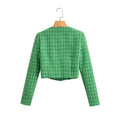 Women's Short Cut Boucle-Tweed Blazer with Boxy Silhouette and Tailored Back Seam Fashion Glam