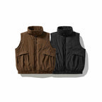 Men's Quilted Outdoor Vest with High Stand-Up Collar, Elastic Hem and Large Flap Pockets Fashion Glam