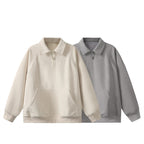 Unisex Oversize Half-zip Sweatshirt with Polo Collar, Waffle Structure and Kangaroo Pocket Fashion Glam