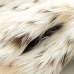 Women's Cropped Faux Fur Jacket with Multicolored Spot Design and Stand Collar Fashion Glam