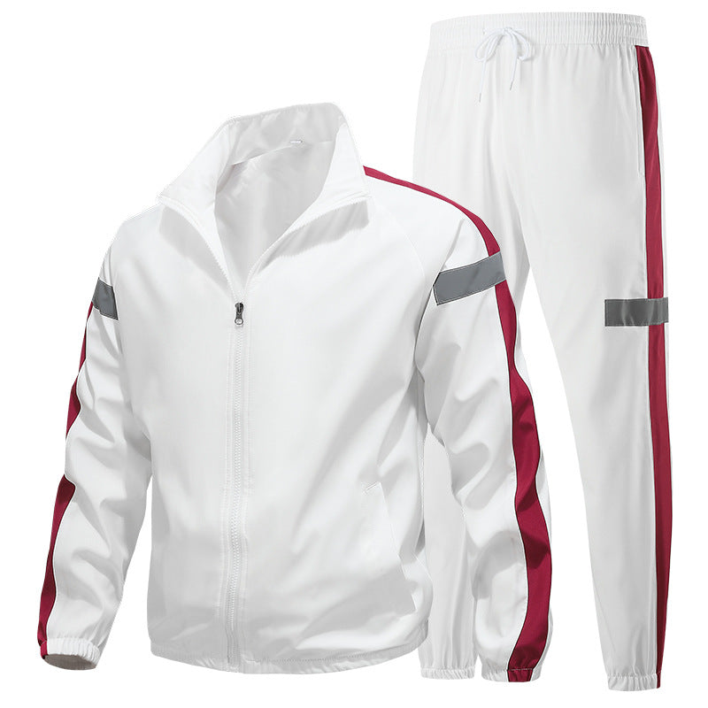 Men's sporty tracksuit set with zip jacket, jogging pants, and reflective inserts Fashion Glam