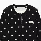 Women's Dotted Knit Cardigan with Round Neck and Button Placket Fashion Glam