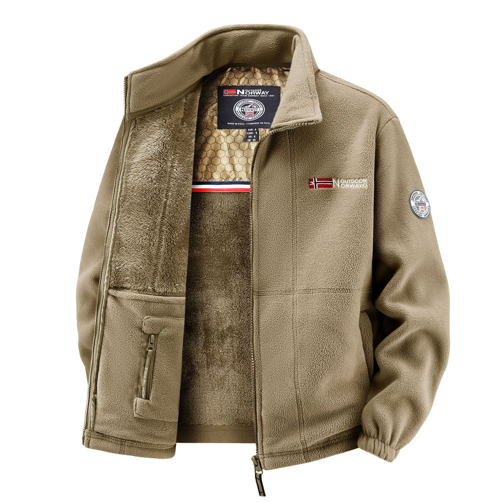Men's thermal fleece jacket with teddy inner lining and stand-up collar Fashion Glam