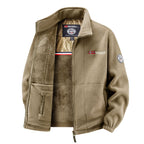 Men's thermal fleece jacket with teddy inner lining and stand-up collar Fashion Glam