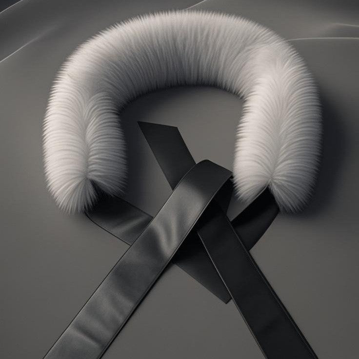 Women Removable Faux Fur Collar with Faux Leather Ties Fashion Glam