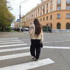 Women's short boxy faux fur jacket with voluminous shawl collar and striped look Fashion Glam