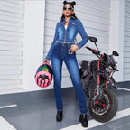 Women's cropped fitted denim jacket with zipper and raw hem Fashion Glam