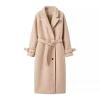 Women's Oversize Teddy Coat in Boucle Look with Double Button Placket and Belted Cuffs Fashion Glam