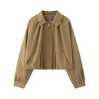 Women's short jacket in cropped bomber style with Kent collar, softshell look and elastic cuffs Fashion Glam