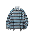Unisex Oversize-Long Sleeve-Rugby Shirt with Contrast Collar and Distinctive Striped Pattern Fashion Glam