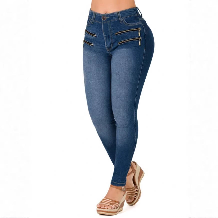Women's Sculpting Skinny Jeans with High Waist, Push-Up Cut and Super Stretch Fashion Glam