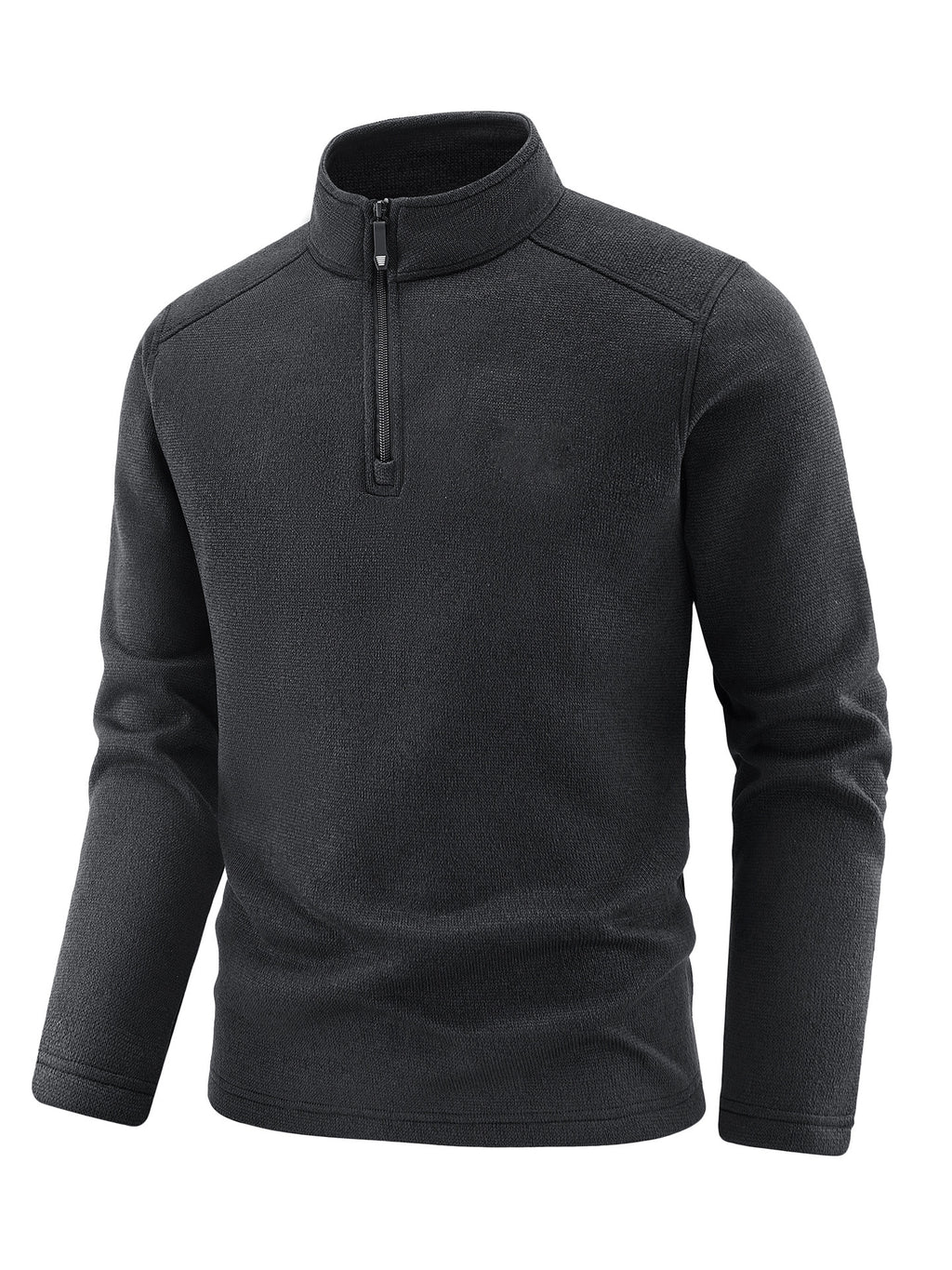Men's Thermal Knit Fleece Pullover with Half Zip and Stand-up Collar Fashion Glam