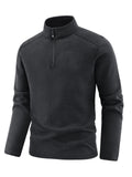 Men's Thermal Knit Fleece Pullover with Half Zip and Stand-up Collar Fashion Glam