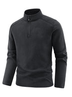Men's Thermal Knit Fleece Pullover with Half Zip and Stand-up Collar Fashion Glam