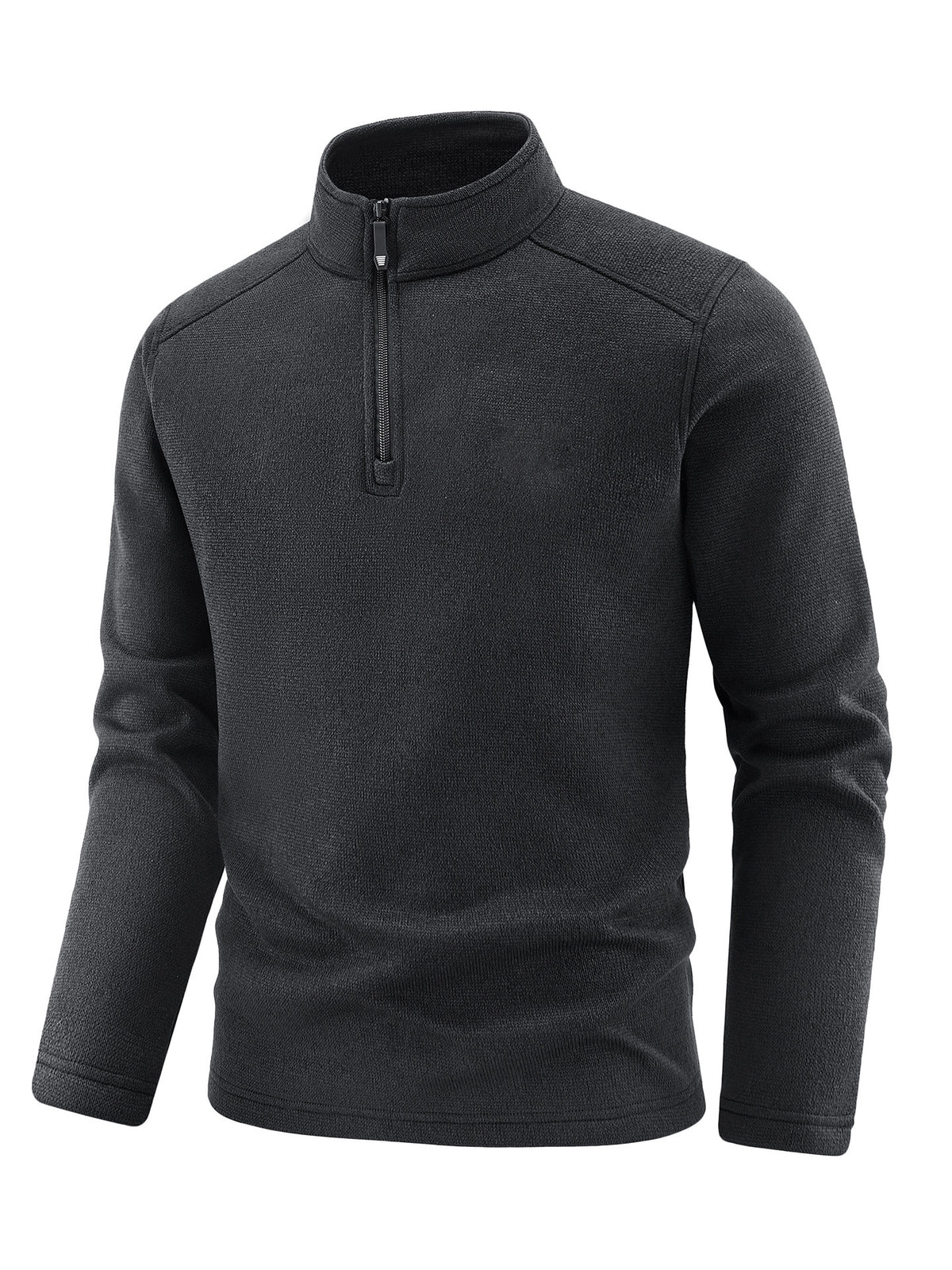 Men's Thermal Knit Fleece Pullover with Half Zip and Stand-up Collar Fashion Glam