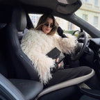 Women's Short-Cropped Bolero Jacket made of Long-Fiber Synthetic Fur with Shaggy Texture Fashion Glam