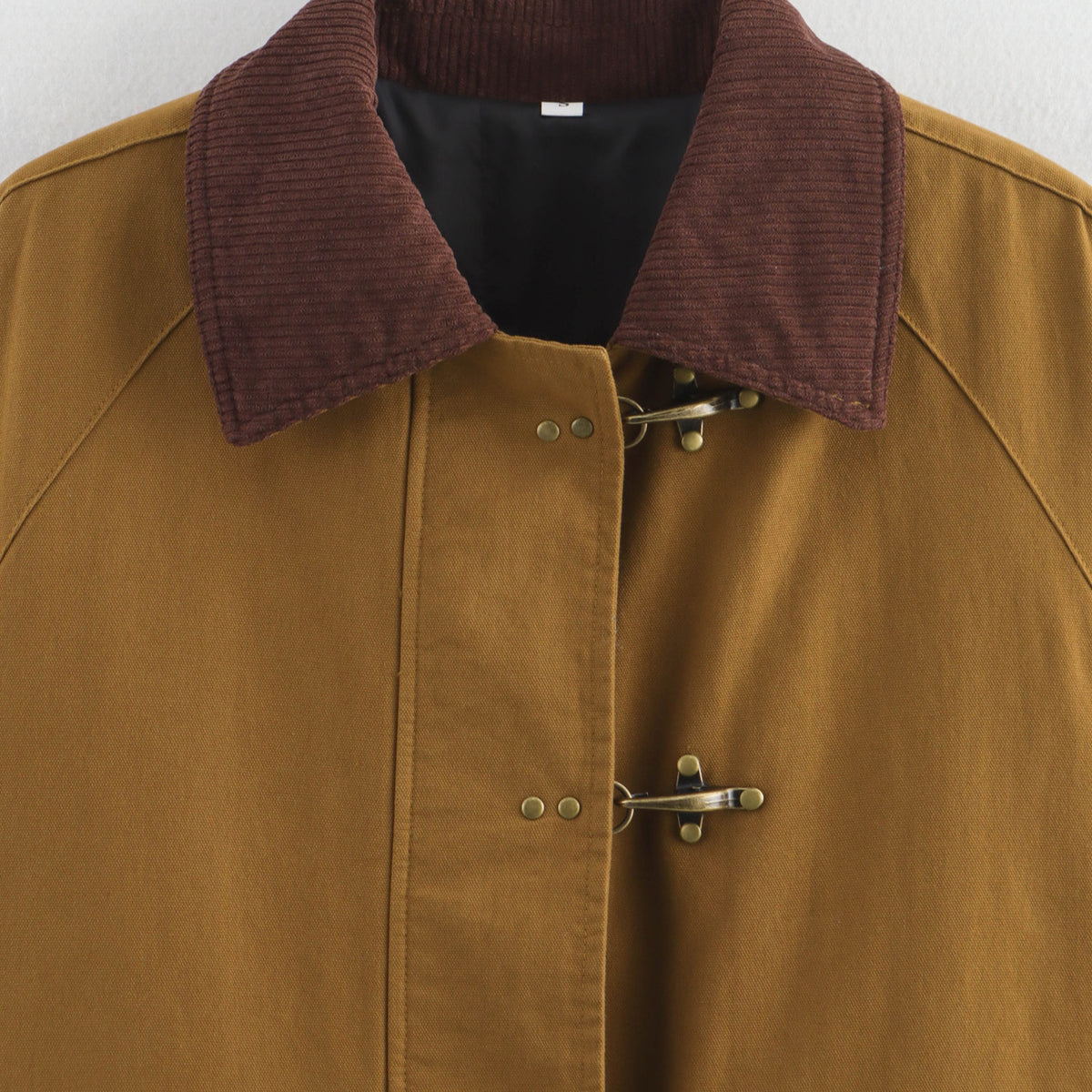 Women's Oversized Field Jacket with Cord Collar, Toggle Closure, and Flap Pockets Fashion Glam