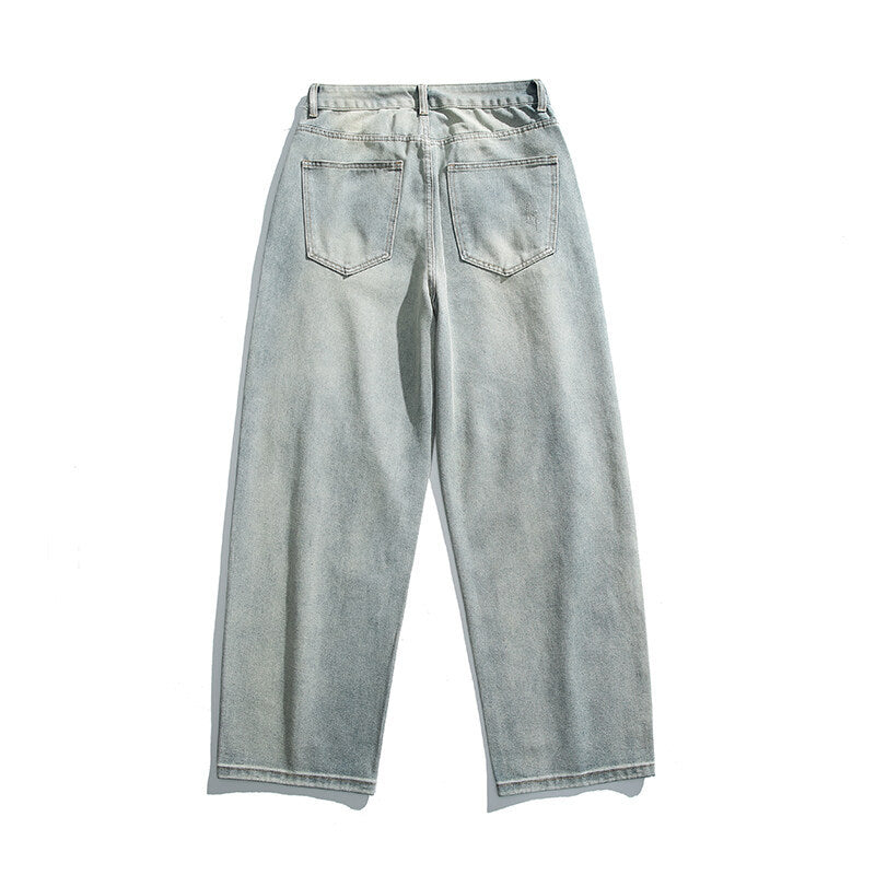 Unisex Relaxed-Fit Vintage-Jeans with high waist and distinctive ripped knee section Fashion Glam