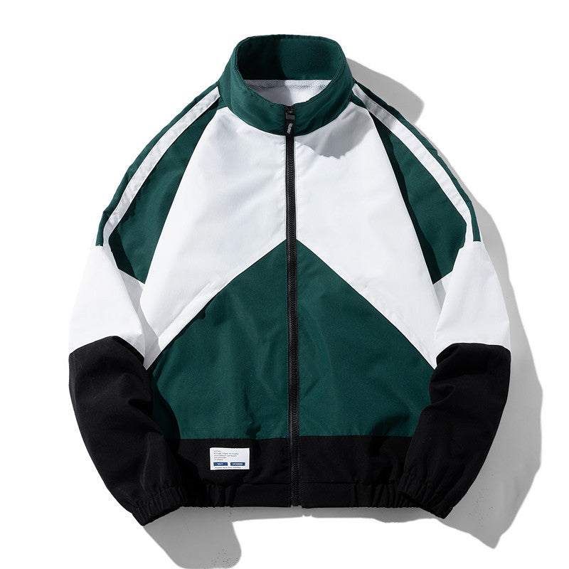 Men's Sporty Track Windbreaker Jacket with Stand Collar, Mesh Lining and Zipper Pockets Fashion Glam