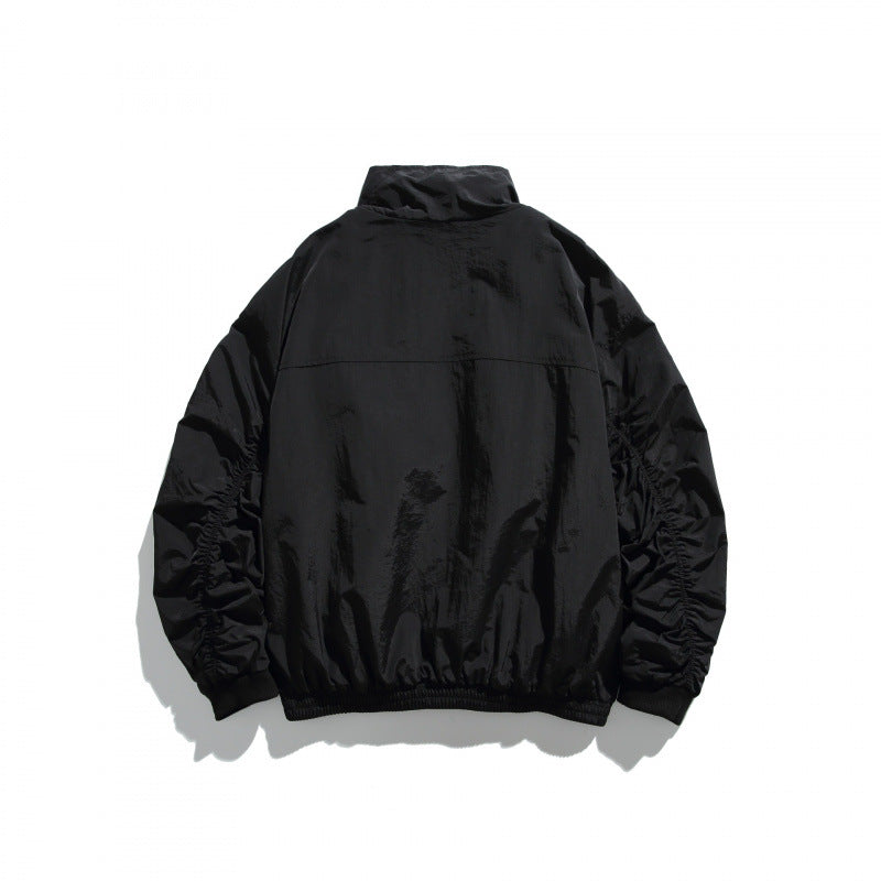 Unisex Lightweight Nylon Bomber Jacket with Stand-Up Collar, Full Zip and Elastic Hem Fashion Glam