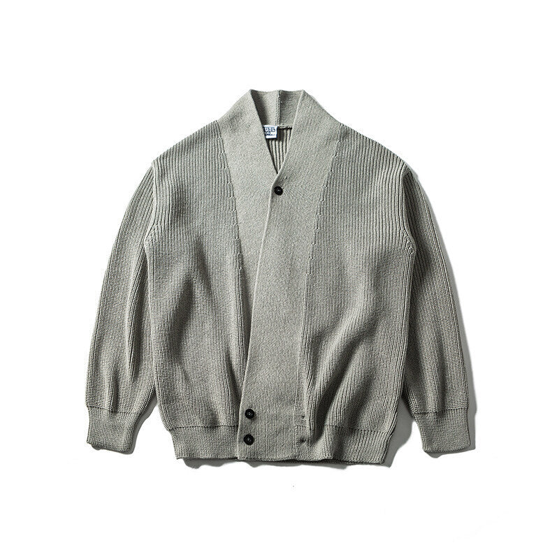Unisex Oversized Knit Cardigan with Shawl Collar, Structure Mix and Button Placket Fashion Glam