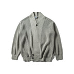 Unisex Oversized Knit Cardigan with Shawl Collar, Structure Mix and Button Placket Fashion Glam