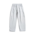 Women's Wide High-Waist Cropped Jeans with Visible Button Placket, Raw Hem and Utility Seams Fashion Glam