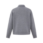 Men's Boxy Knit Sweater with Polo Collar and Half Button Placket Fashion Glam
