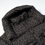 Women’s Oversize Puffer Jacket with Hood and Leopard Print Fashion Glam