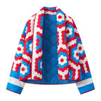 Women's quilted jacket in crochet square look with boxy oversized silhouette Fashion Glam