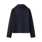 Women Short Cut Double-Breasted Wool Blend Peacoat with Boxy Oversize Silhouette Fashion Glam