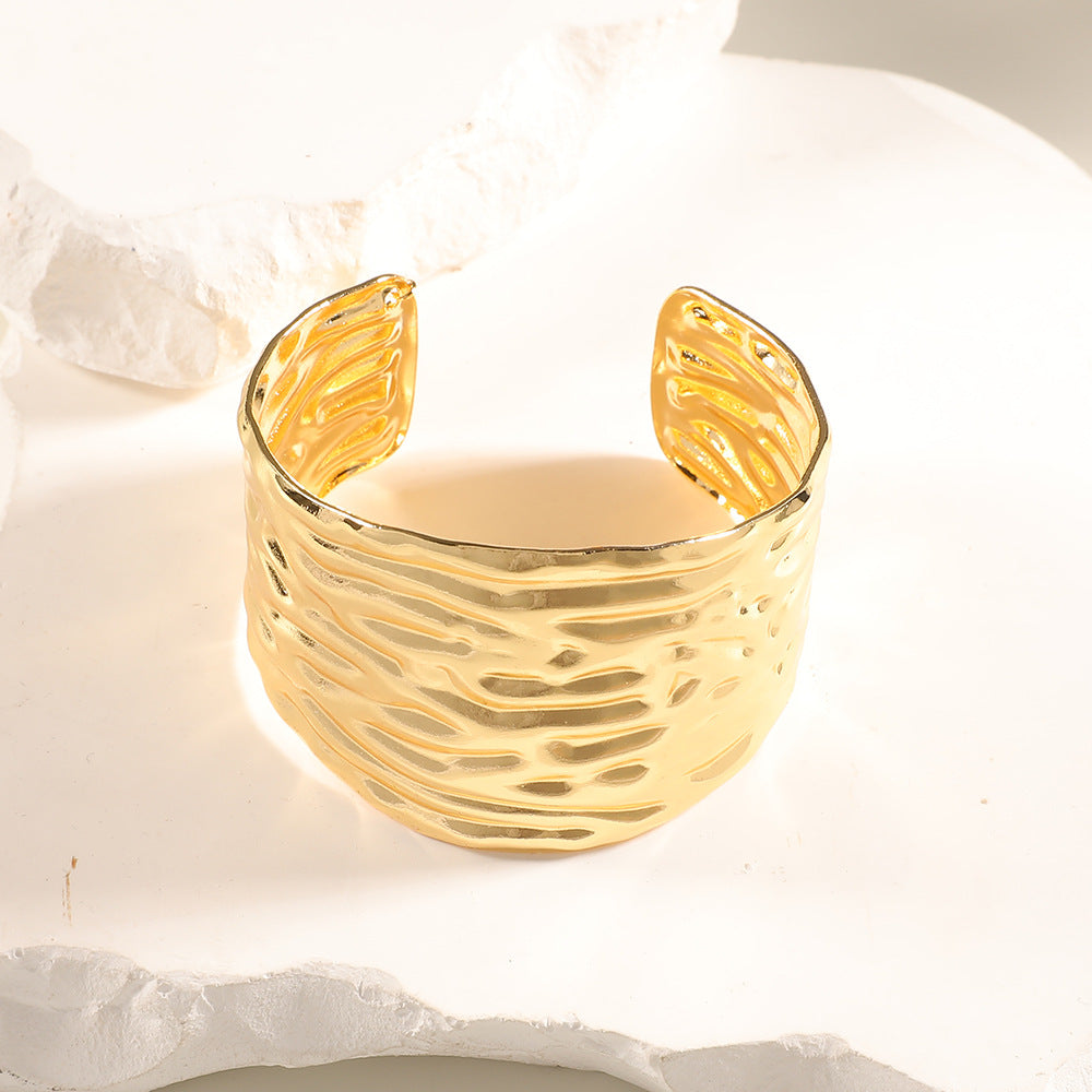 Women Open Bangle with Artistic Relief Design Fashion Glam