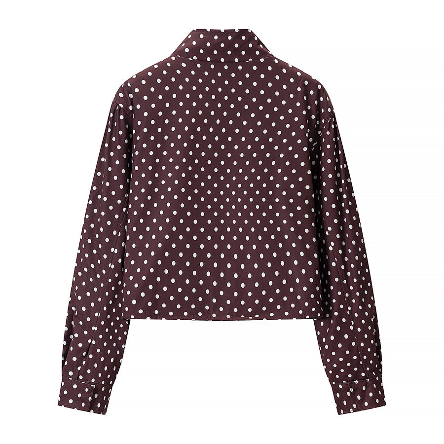 Women's short dotted jacket in blouson style with stand-up collar and balloon sleeves Fashion Glam