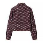 Women's short dotted jacket in blouson style with stand-up collar and balloon sleeves Fashion Glam