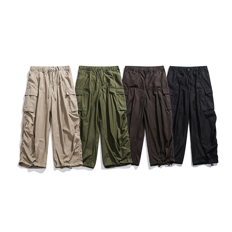 Unisex Loose Cargo Pants with Drawstring Waist, Large Flap Pockets, and Adjustable Hem Fashion Glam