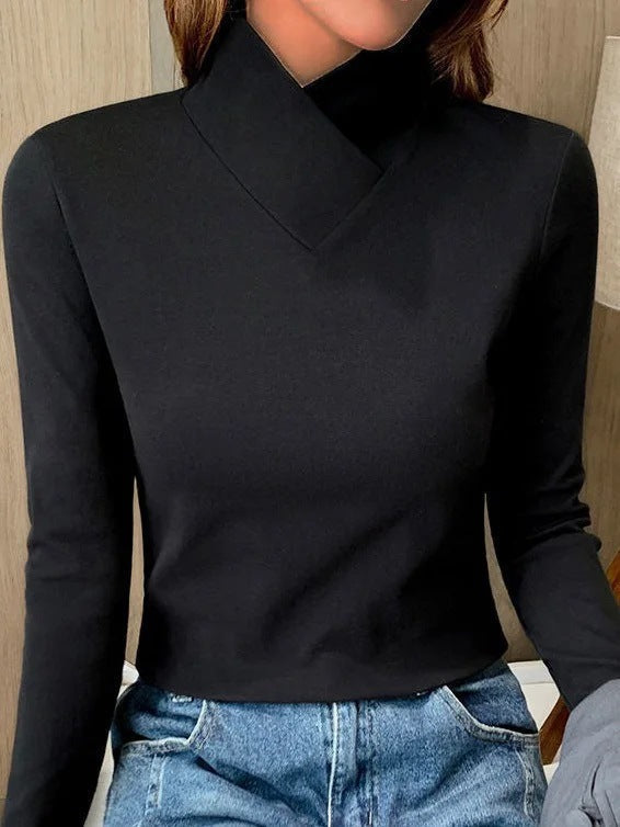 OLIVIA – CHIC HIGH COLLAR LONG SLEEVE TOP