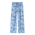 Women's wide palazzo pants with elastic drawstring waistband and floral lace look Fashion Glam