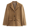 Women's short coat in blazer style made of suede imitation with lapel collar and patch pockets Fashion Glam