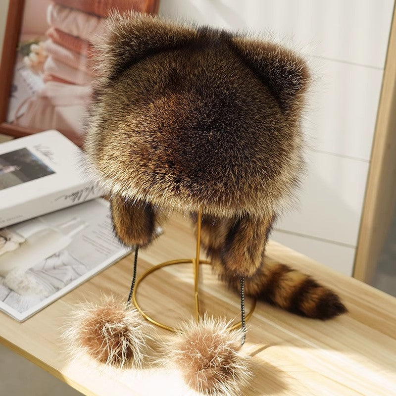 Women's winter hat with ear flaps, pom pom and animal ears made of high-quality faux fur Fashion Glam