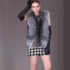 Ladies sleeveless faux fur vest with voluminous faux fur collar and tailored fit Fashion Glam
