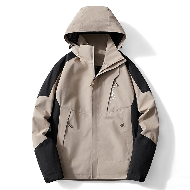 Men's Colorblock Softshell Trekker Jacket with Hood, Concealed Zippers and Side Pockets Fashion Glam