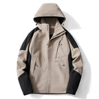 Men's Colorblock Softshell Trekker Jacket with Hood, Concealed Zippers and Side Pockets Fashion Glam
